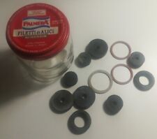 DODICI VECCHIE GUARNIZIONI DI GOMMA IN BARATTOLO DI VETRO VINTAGE - ANNI 80