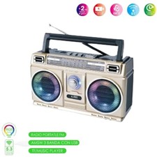 CASSA SPEAKER BLUETOOTH V5.3 PORTATILE RETRO' VINTAGE USB AM FM RADIO 5W AS05959