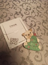 Thun Piccolo Pendente Addobbo Legno Segnaposto Chiudipacco Teddy Orso Albero