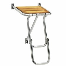 Plancetta di poppa per barca cm 36x34 acciaio inox e Iroko con scaletta