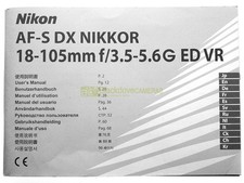 Manuale originale per Nikon AF-S DX Nikkor 18/105mm f3,5-5,6 G ED VR. Istruzioni
