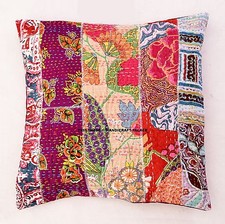 Copriletto Indiano In Cotone Patchwork Kantha Etnico 16" Decorazione Per Divano