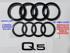 Kit Stemma Logo Anelli per Audi Q5 SQ5 Anteriore + Posteriore Nero LOGHI DAL 21