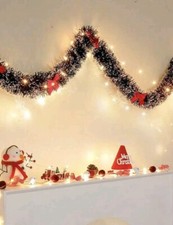 Striscia ghirlanda 2m Natale con led e fiocchi rossi -luci natalizie decorazioni