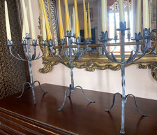 3 candelabri in ferro battuto Vintage, porta candele a 5 fiamme; uno solo a 49 €