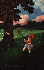 E. COLOMBO - Bambina, Fillette, Little Girl - Farfalla, Butterfly - VG - #261