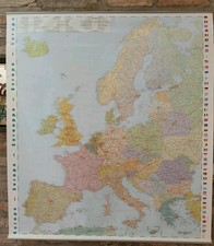 Cartina Politica Europa  99 X 112 Cm Vintage 