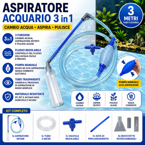 Aspiratore sifone acquario - aspiratore, 3
