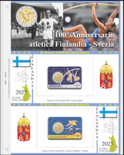ABAFIL FOGLIO X 2 EURO FINLANDIA 2025 ANN. ATLETICA DOPPIA COIN CARD NO COINS