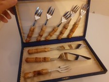 ✅?vecchio Set Da Tavola Per Dolci In Acciaio Inox E Legno Pregiato  