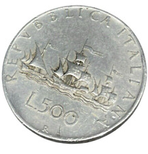 500 Lire 1958 Moneta in argento 835 di 11Gr italiana Caravelle con Pacco Regalo.