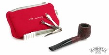 Pipa Savinelli Pipa Minuto 109 Rusticata Dritta Bruna Nuova con Kit Prima Pipa 