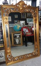 ANNI 50' GRANDE SPECCHIERA IN LEGNO FOGLIA ORO- CON CIMASA