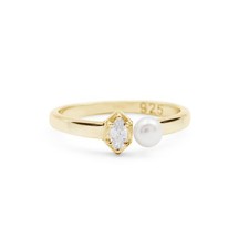 Anello fascia topazio perle
