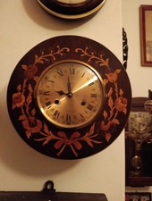 Orologio Da Parete Antico A Corda Intarsiato