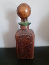 bottiglia liquore grande da collezione rivestimento in cuoio vintage anni 60/70'