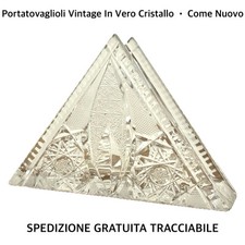 Portatovaglioli In PURO VETRO CRISTALLO Antico Vintage • Anni ‘60 • Come Nuovo