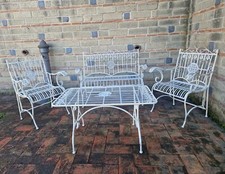 SET DA GIARDINO (POLTRONE - PANCHINA E TAVOLINO) IN FERRO, PIEGHEVOLI