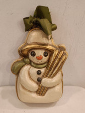 THUN VINTAGE - FORMELLA NATALE PUPAZZO DI NEVE,COLORATA, DA APPENDERE, CERAMICA