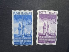 1950 Repubblica italiana 2 valori Radio diffusione alte frequenze Firenze MLH 