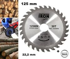 DISCO DA TAGLIO LEGNO 125 mm FORO 22,2 mm 30 DENTI AL WIDIA