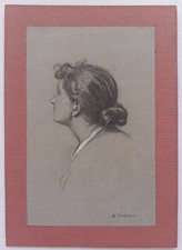 Angelo Vernazza Antico disegno 800 Profilo di ragazza