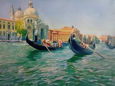 Dipinto Olio Venezia Canale