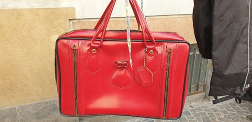 Valigia pelle rossa - valigia,