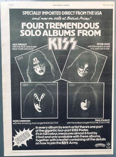 Kiss 1979 poster pubblicitario - kiss,