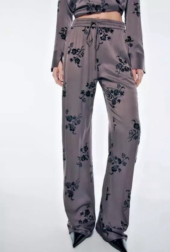 Zara pantalone raso - raso, ricamato
