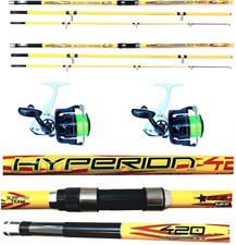 Combo 2 Canne Surfcasting Hyperion 4.20Mt 200Gr Mulinelli Pesca Mare 3 Pezzi