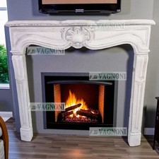 Cornice di Camino in cemento e marmo cm 128 stile francia per legna bioetanolo