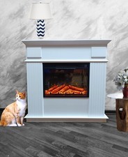 Camino Elettrico TREVIS con Cornice Legno Caminetto 1500 W Completo di Mobile