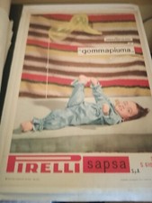 manifesto poster pubblicitario materasso gommapiuma Pirelli illustrato 1950s