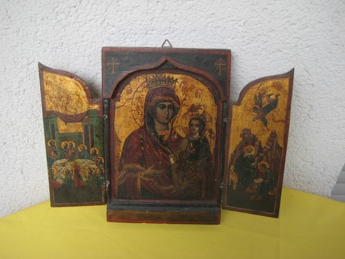 Antica icona greca trittico - icona, /