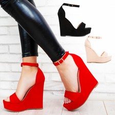 Scarpe donna sandali zeppe ecopelle camoscio tacchi zatteroni TOOCOOL P4Z14388-5