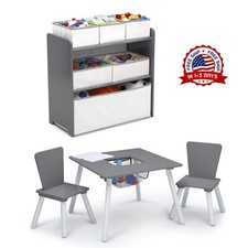 Juego de Mesa y Sillas para Ninos Actividad Organizador de Juguetes Madera 4 pezzi