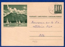 svizzera - C.P. 10 c. n. 193-51 HILTERFINGEN vela, CONCHS 28-3-1963