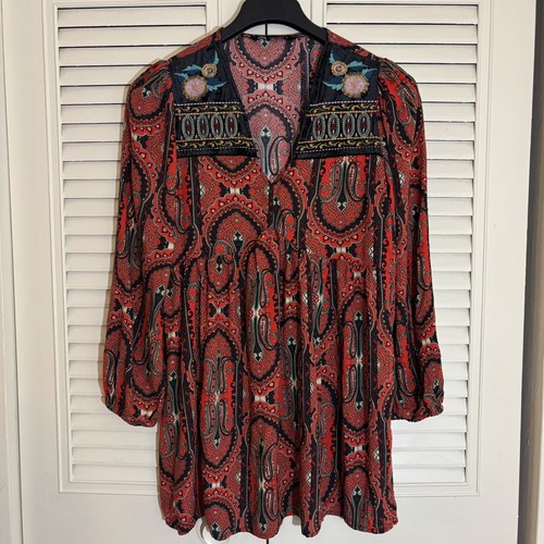 Abito tunica boho - rosso, zara