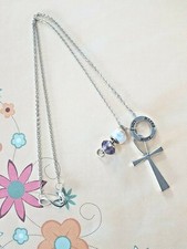 HOPE INFINITY HAND MADE COLLANA  Ankh purple Egizia Chiave della vita vetro life