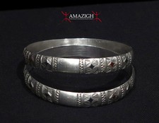 Vecchia coppia di bracciali Tuareg - argento, smalto - Mauritania