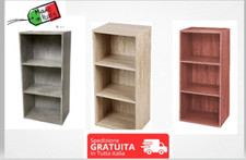 Libreria scaffale mobile componibile 3 ripiani da parete o pavimento legno 89cm