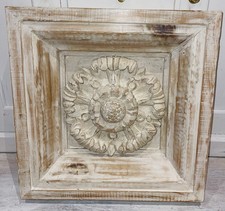 FERRAMENTA RESTAURO PANNELLO LEGNO ACANTO INTAGLIATO A MANO ROVERE FRANCESE LAVATO 21x21x4