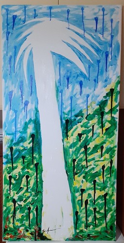 Quadro dipinto 50x100 palma - ,