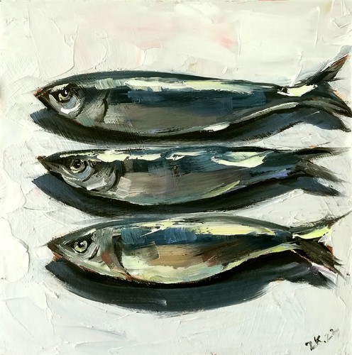 Dipinto olio originale pesce