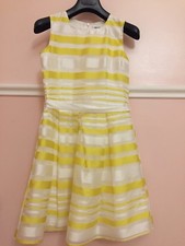 Gaialuna Abito Elegante Bimba 10 Anni Righe Bianco - Giallo