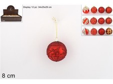 PALLA VETRO 8CM ROSSA DECORATA