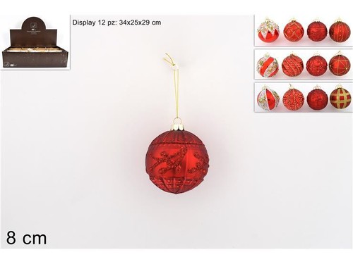 Palla vetro 8cm rossa - palla,