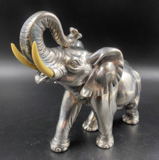 Statua statuetta soprammobile portafortuna ELEFANTE ARGENTATO A Giovanelli