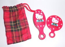 HELLO KITTY 1996 sanrio japan comb + mirror specchio + spazzola rosso tartan